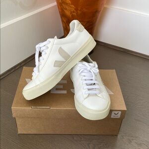 Veja Women's White and Tan Sneakers